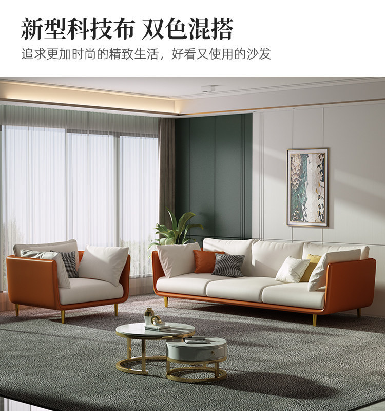 Technology cloth sofa small apartment living room modern minimalist Italian light luxury net red three-person rental fabric sofa