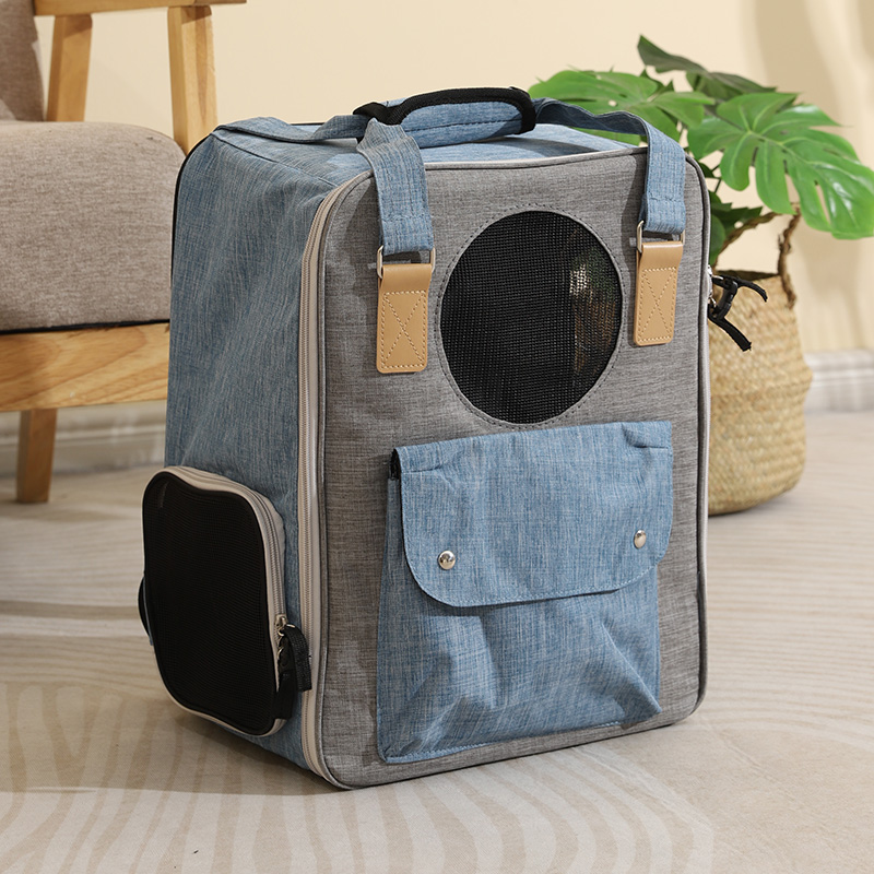 Cat Bag Outside Portable Large Capacity Two Cats Summer Breathable Portable Double Shoulder Canvas Back Cat School Bag Airbox