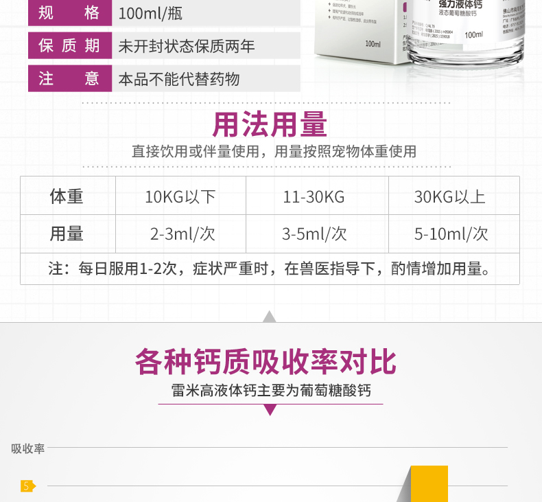 Pocci Net Remy High Cat Canxi Dog Canxi Dễ dàng hấp thụ Teddy Golden Hair Liquid Canxi 100ml Pet - Cat / Dog Health bổ sung Sữa cho chó con mất mẹ