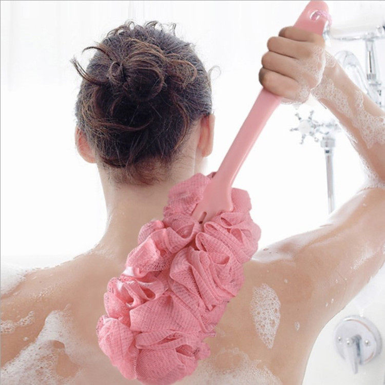 Large long handle bath flower bath brush with handle Adult thickened bath ball bath rub back brush Rub bath mud artifact