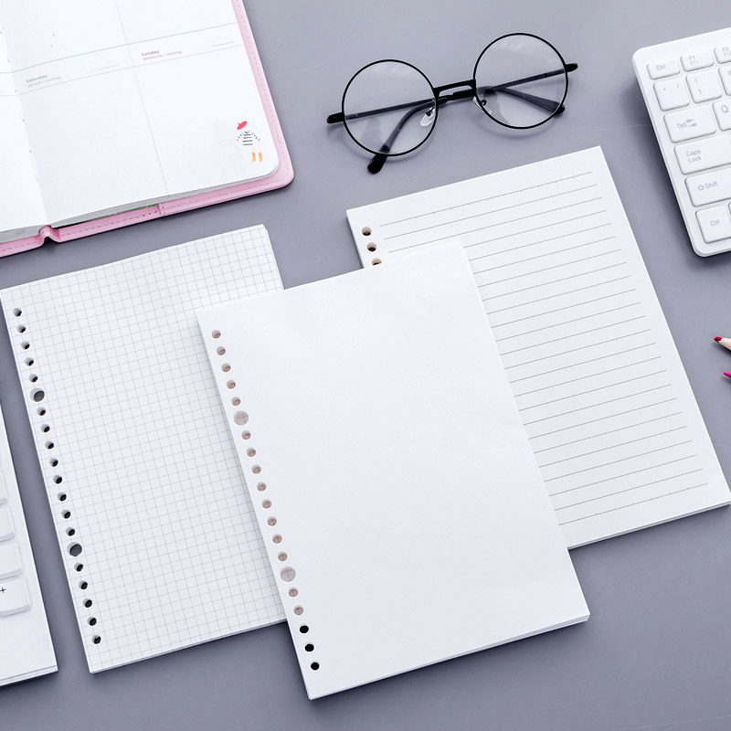 400 sheets of loose-leaf paper b5 26 holes loose-leaf stand-out core a5 20 holes loose-leaf notebook replacement core panes grid blank English crossbar porous inner page paper Creative South Korean minimalist student use