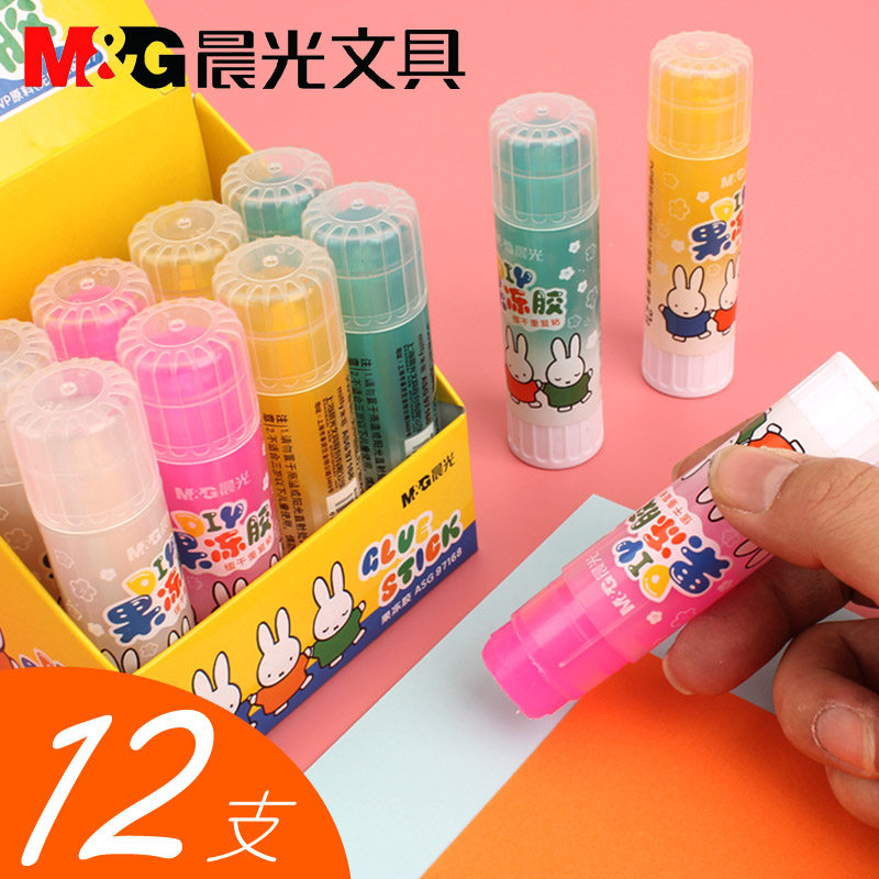 Morning light jelly solid glue stick Students use color transparent high viscosity large glue stick Children's kindergarten handmade DIY production of strong stationery glue Cute cartoon Miffy Korea small fresh