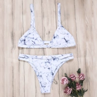 2018 mẫu bùng nổ Châu Âu và Hoa Kỳ hai mặt mực cao cấp in hình tam giác bikini bằng đá cẩm thạch bikini gợi cảm ao boi nu