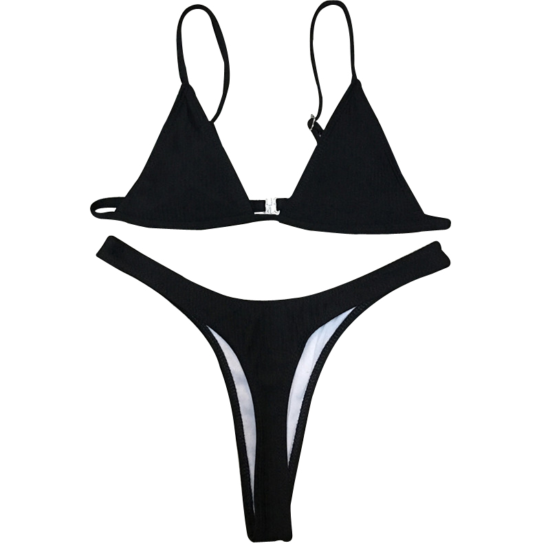 Áo xuyên thấu hai màu đen trắng hai màu gợi cảm đan chéo tam giác bikini có thể điều chỉnh bikini nóng bỏng gợi cảm bo bikini