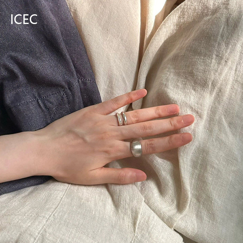 Geometric Metal Matt Ring Ring Female Niche Design Advanced Sensation Brief Cold Light Wind Adjustable Forefinger Ring-Taobao