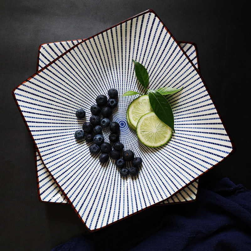 Japanese line abstract ceramic tableware creative personality plate plate plate nine grid plate