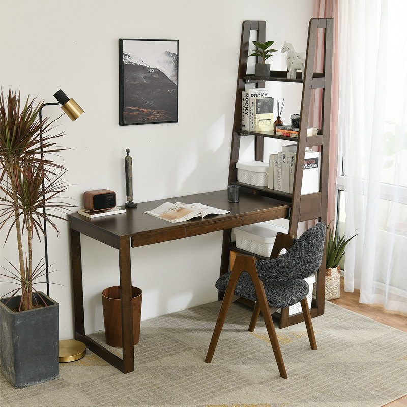 Nordic solid wood desk bookshelf combination one bookcase computer desk corner student writing office bedroom table home