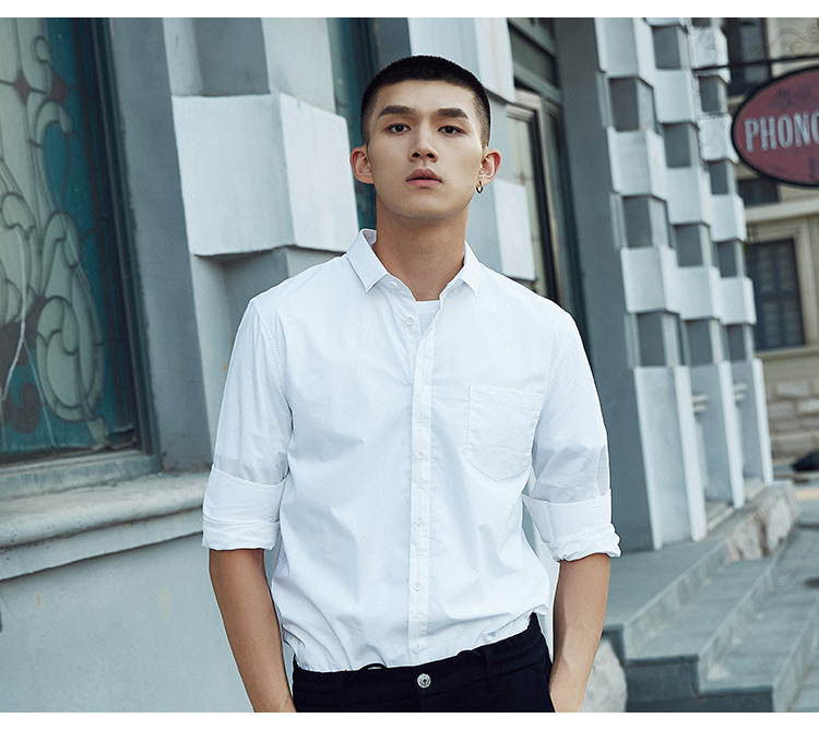 Áo sơ mi nam tay dài 2018 xuân hè mới xu hướng thời trang Hàn Quốc Slim áo cotton trẻ trung giản dị áo voan hoa