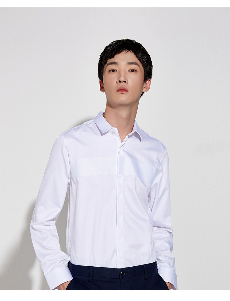 Áo thun nam tay dài màu trắng 2018 xuân hè mới phiên bản Hàn Quốc của áo sơ mi cotton thanh lịch giản dị dành cho giới trẻ thời trang công sở nữ 2020