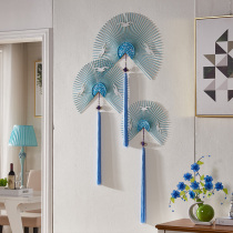 Living room pendant decorative fan wall hanging Mediterranean Wrought iron wall decoration Dining room wall decoration Creative wall hanging decoration