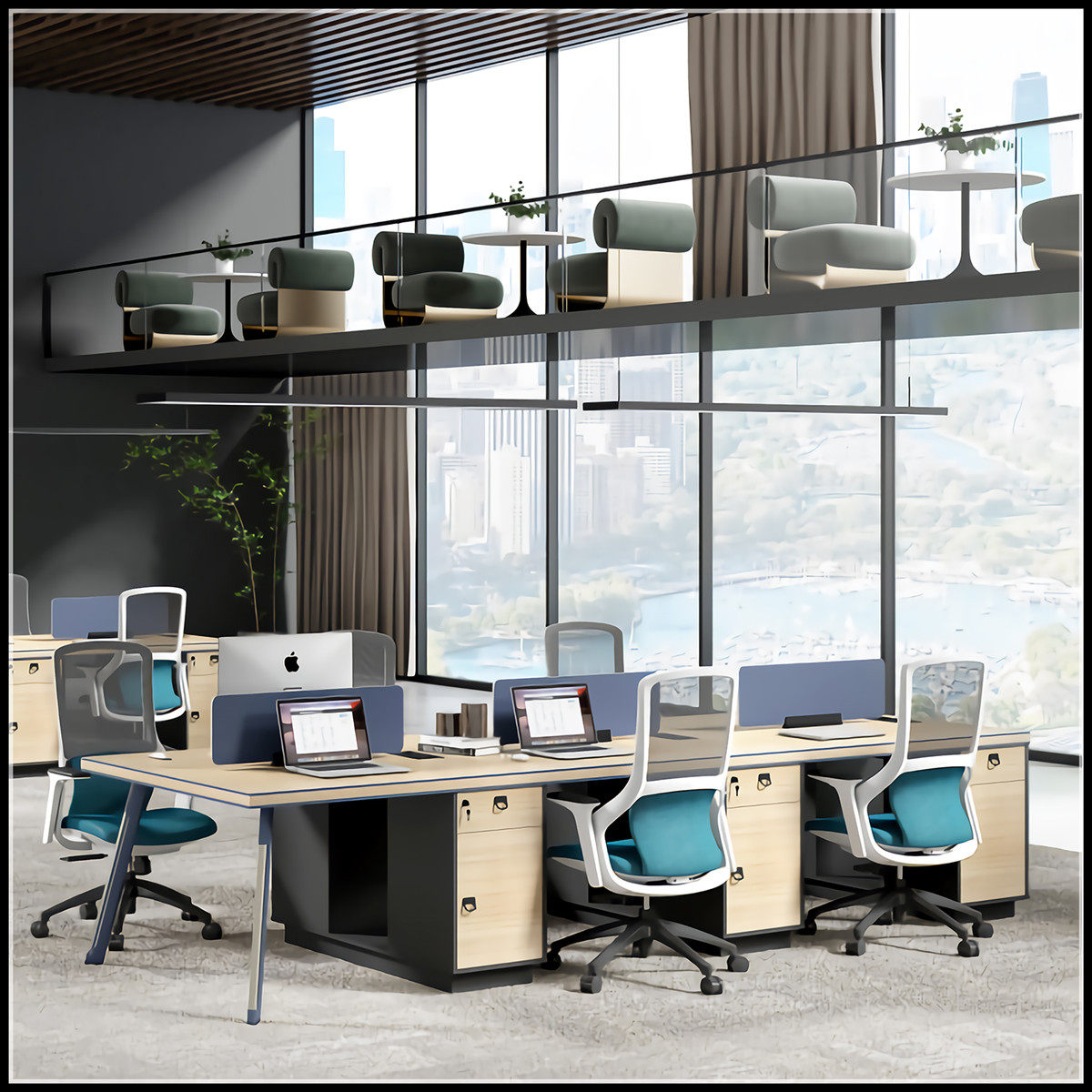 Diou staff desk combination of modern double four - person four - person staff multi - staff office furniture