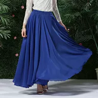 180 синий шифон (свободная талия) двойной слой