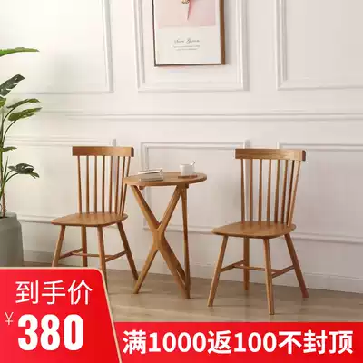 North American oak dining chair solid wood Japanese minimalist dining chair white oak dining chair desk and chair fashion pure wooden chair combination