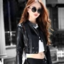 Phiên bản Hàn Quốc của đầu máy da cao eo nữ siêu ngắn Slim pu leather jacket 2018 xuân hè mới áo khoác mỏng ao khoac da