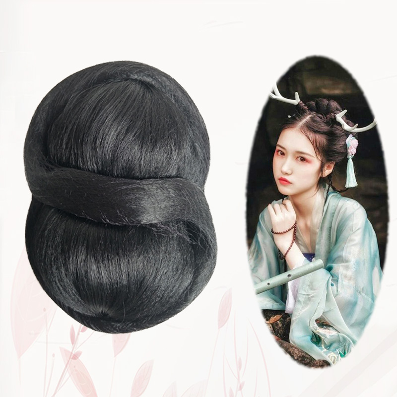 Antique wig, hair bag, hair bowl, film and television drama, photo studio, photo studio, Republic of China shape, back head, COS, ancient style, simple