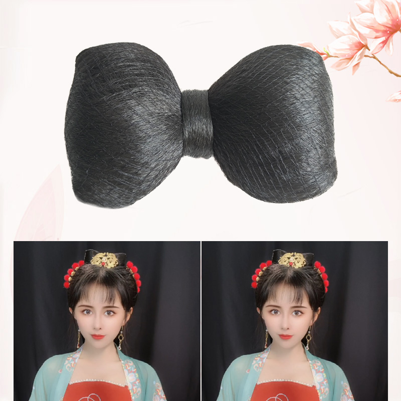 Ancient costume wig full hair soft flower thousand bone butterfly hair package photo studio photo bun film and television performance stage modeling