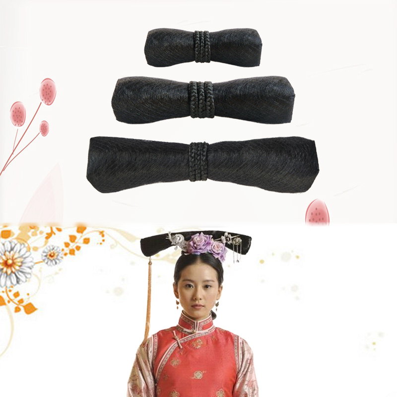 Ancient costume modeling Gong Qingchuan with the same long word stick flag head ancient Qing Palace Gege headdress photo studio photo COS
