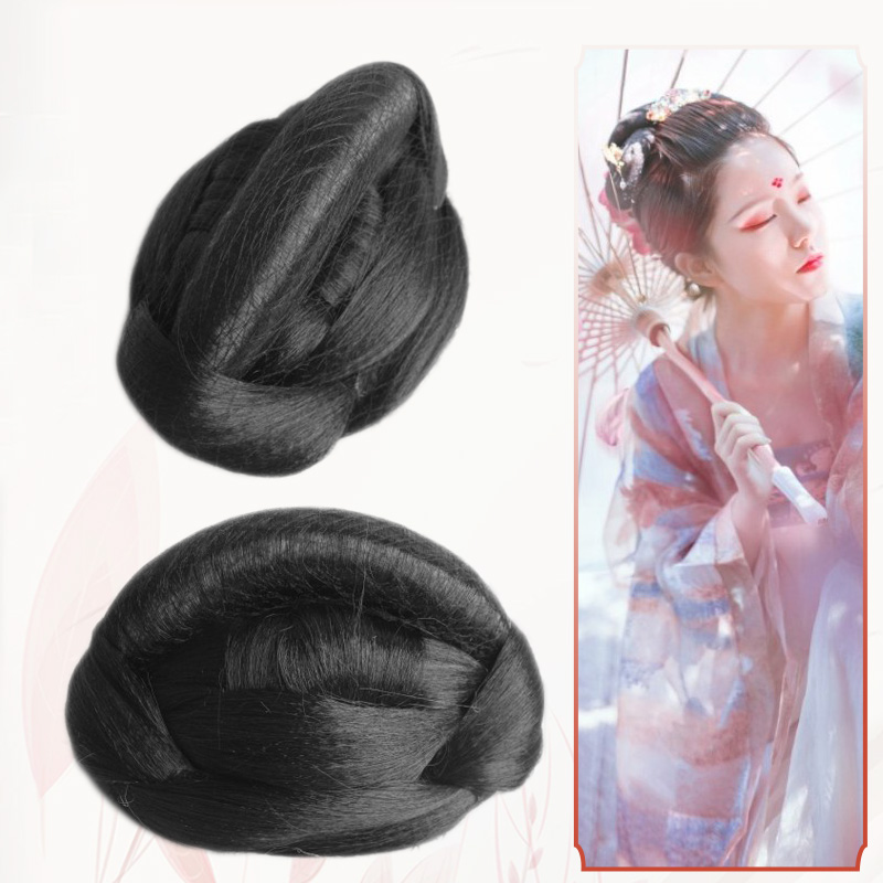 Ming hair bun set fairy ancient costume wig hair bowl shape hair bag performance Hanfu back head Tang and Song wig bag