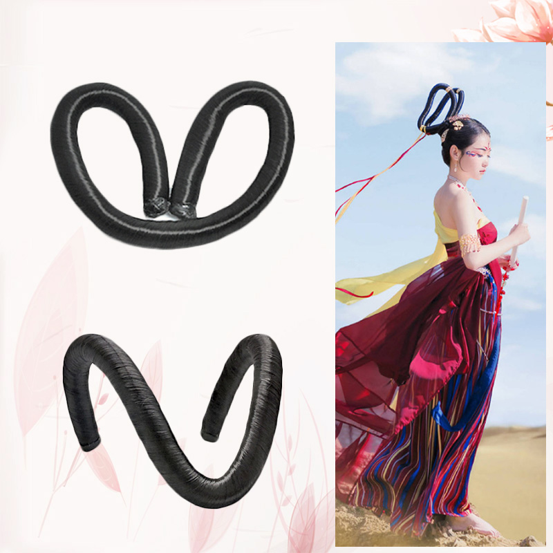 Ancient costume film and television modeling Chang'e fairy wig photo studio performance bendable long hair stick Datang Dunhuang mural hair bun