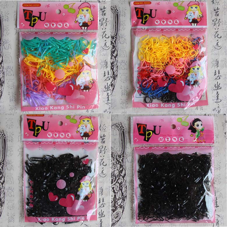 Candy Color Black Disposable Good Elasticity Rubber Band Children's Shape Tie Hair Rubber Band Bag Hair Decoration Hair Rope