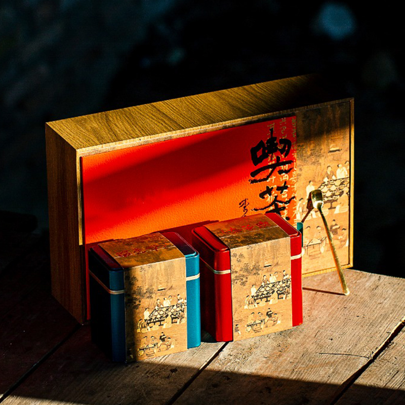 Black tea upscale tea packaging gift box tea leaf jar rock tea white tea silver needle half catty double iron jar Spring Festival empty tea box-Taobao