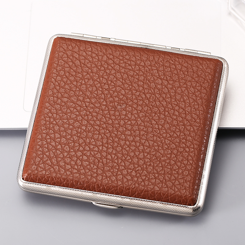 Cool Treasure Smoking Box Men Ultrathin Pop-up Automatic Leather Cigarette Case Individuality Transparent Smoke Shell Creative Cigarette 20 Loaded Cigarettes box