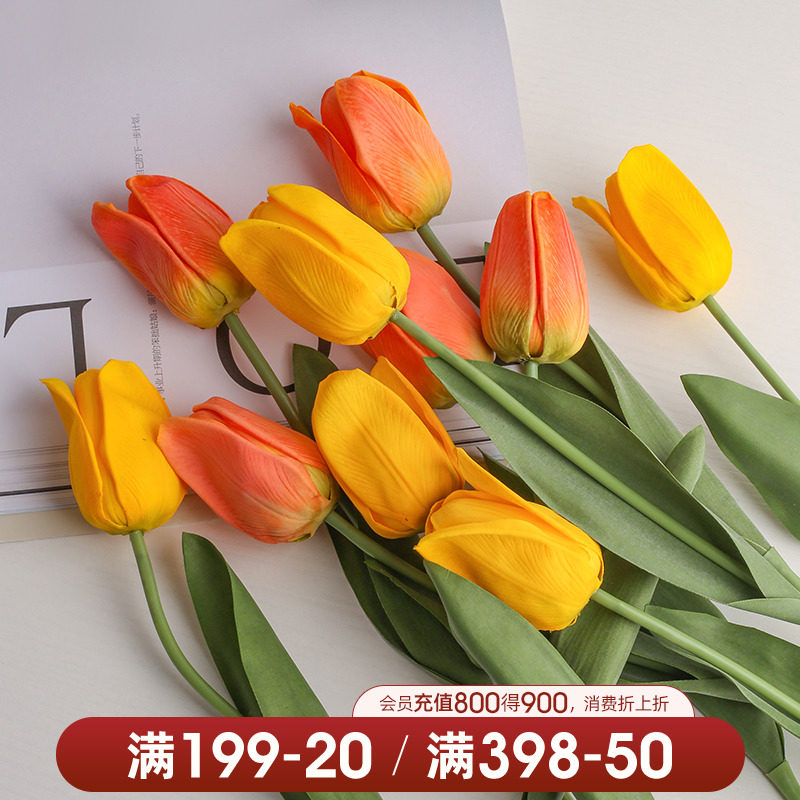 Behan Beauty Tulip Emulation Flower Bouquet Pendulum With Fake Flowers Living-room Simulation Hand Living Room Table Flower Arrangement Decorations