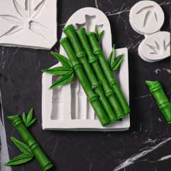 Bamboo mold silicone bamboo leaf wishing longevity and wealth bamboo chocolate fondant birthday cake decoration plug-in baking tool