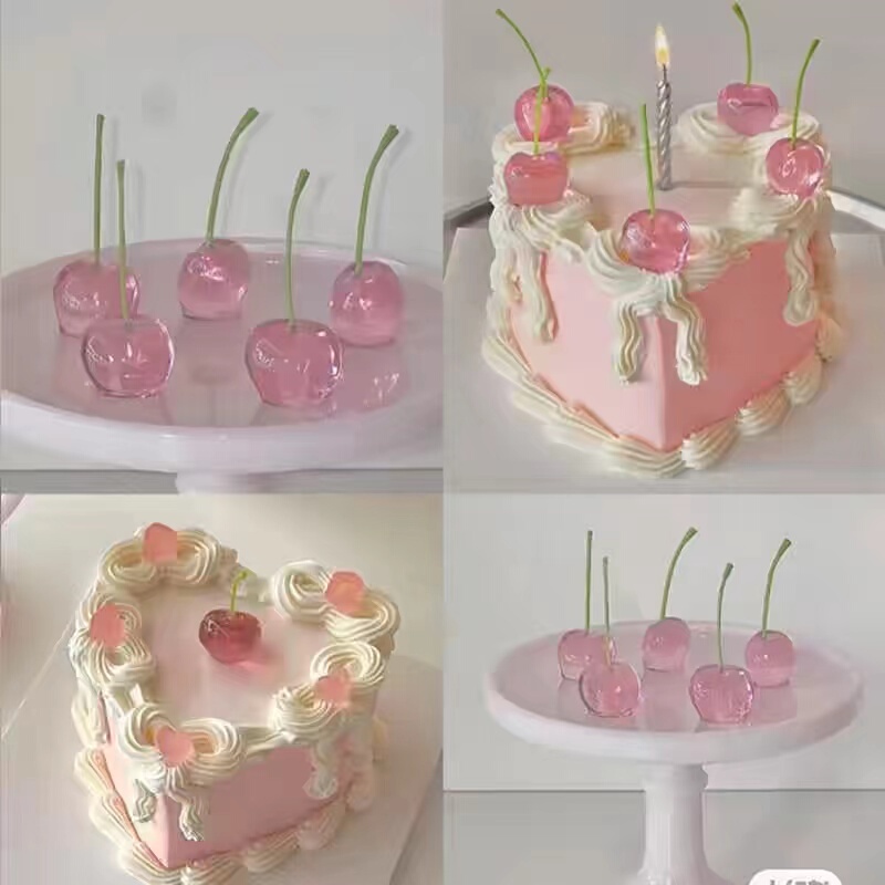 Crystal Cherry Candy Girl's Instagram-Style Cake Decoration Ornament Cherry Large Cherry Jelly Silicone Mold