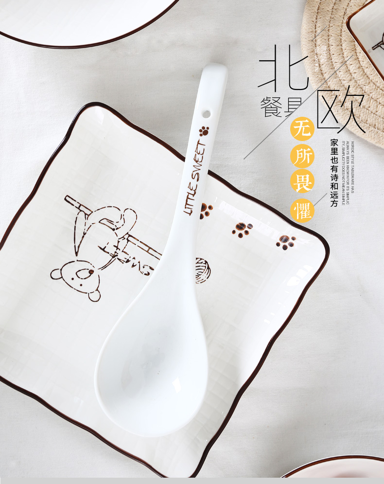 Shun auspicious ceramics miro bear small spoon ladle household creative European - style spoon, spoon, spoon, tableware suit dessert spoon