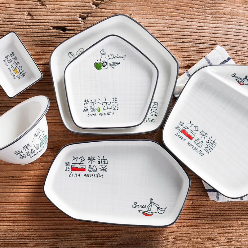 Shun cheung ceramic dishes suit special dishes irregular creative household utensils move dishes combination under the glaze color