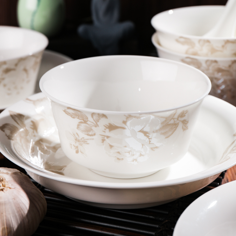 Shun auspicious dishes suit home plate suit set bowl of Chinese classical porcelain tableware tableware ceramic bowl peonies