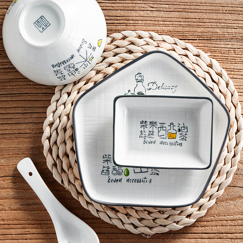 Shun cheung ceramic dishes suit special dishes irregular creative household utensils move dishes combination under the glaze color