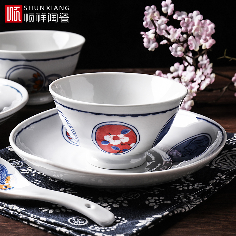 Shun cheung ceramic dishes and set meal dishes tableware informs the Japanese ramen rainbow such as bowl bowl Chinese creative set of bowl dish