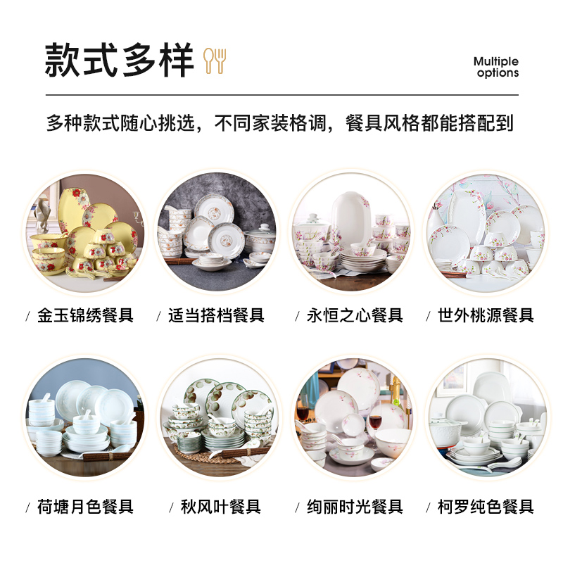 Shun cheung ceramic dishes suit household portfolio bowl chopsticks sets northern wind plate under the glaze color tableware housewarming gift