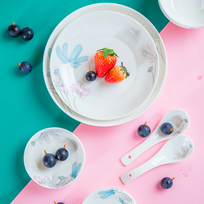 Shun cheung ceramic household chopsticks tableware suit quiet summer night contracted dishes to eat the fish bowl dish flame ceramic pot