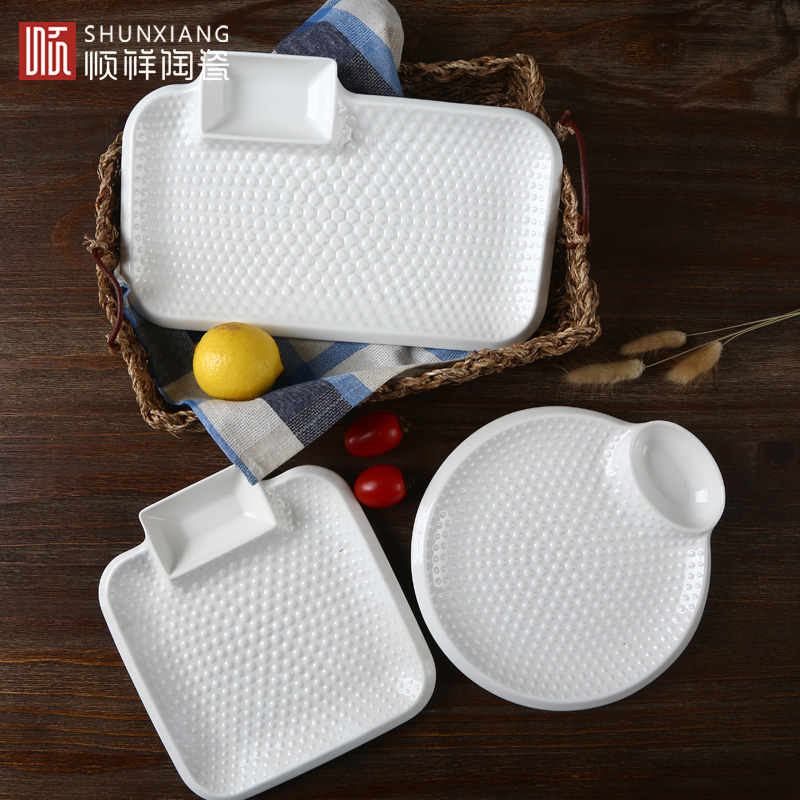 Shun cheung ceramic household dumpling dish tray table dish dish fish rectangle drop disc plate beefsteak plate originality