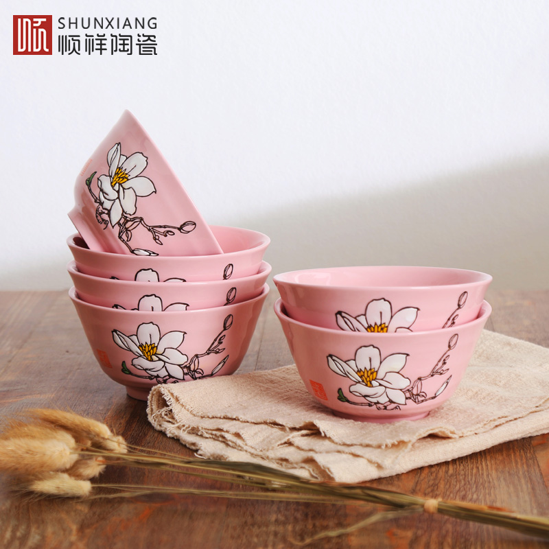 A flower and one world Japanese shun auspicious ceramics creative use plates spoon, chopsticks tableware suit microwave rice bowl under the glaze