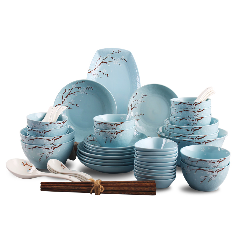 Shun cheung ceramic tableware porcelain sets blossoms on Japanese glaze color home dishes dishes chopsticks bowl to eat