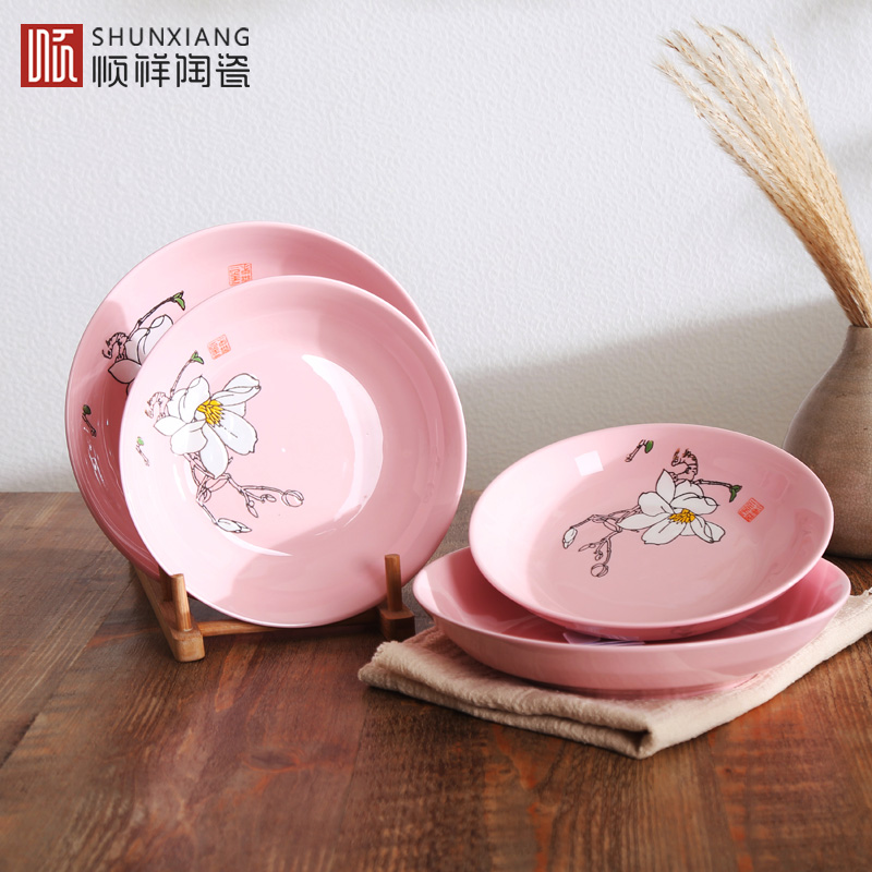 A flower and one world Japanese shun auspicious ceramics creative use plates spoon, chopsticks tableware suit microwave rice bowl under the glaze