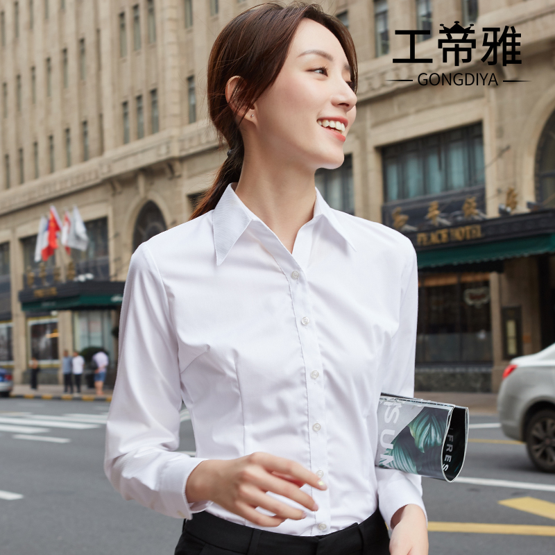 v-collar shirt woman long sleeve tops business repair OL professional clothesSpring clothesWorkwear anti-wrinkle shirt