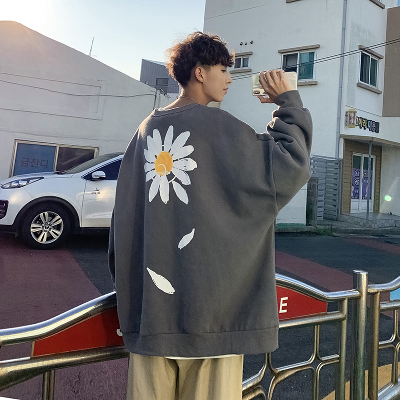 Thêm hai chiếc áo len cổ tròn mùa xuân và mùa thu nam có kích thước lớn áo thun rộng rãi chất béo áo khoác sinh viên Hàn Quốc thời trang quần áo nam - Áo len
