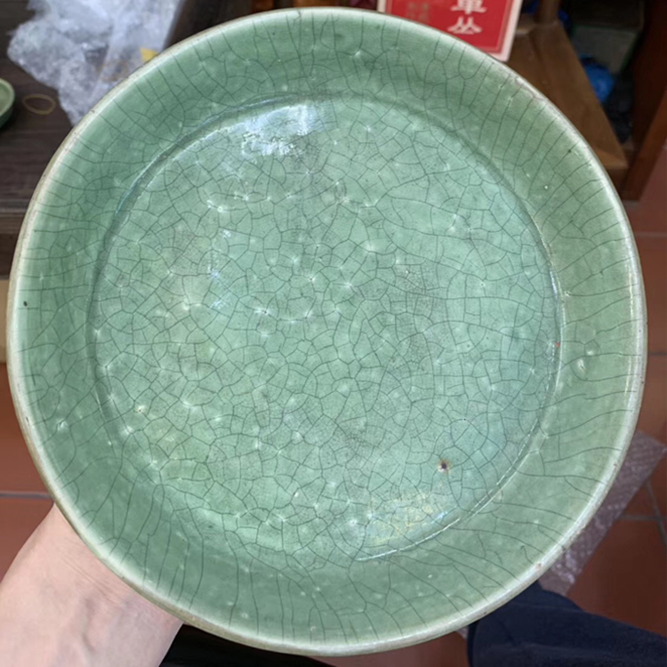 Zhangzhou kiln copied kiln green glaze Zhangzhou kiln tea dish clear old tea plate cushion