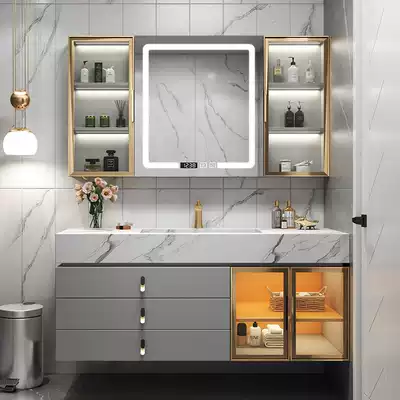 Rock plate one-body Basin net red bathroom cabinet combination light luxury smart sink wash face Basin basin cabinet dressing room wash table