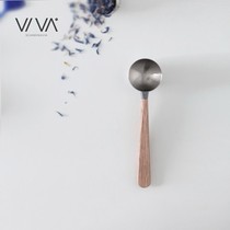 丹麦VIVA纯粹系列橡木不锈钢茶匙北欧取茶工具长柄茶叶勺茶匙小号