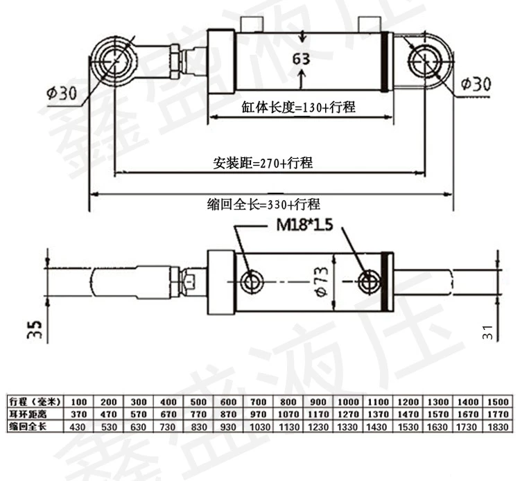 Dingli Thủy lực 5 tấn 63 xi lanh đường kính xi lanh thủy lực hai chiều xi lanh thủy lực dầu xi lanh dầu máy xúc hàng đầu có thể được tùy chỉnh giá xi lanh thủy lực 5 tấn đồng tốc 2 xi lanh thủy lực