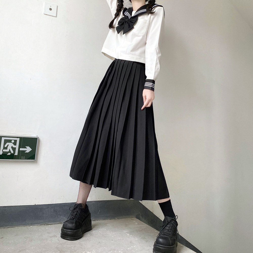 (God North JK) Foundation Jk Uniform Bad Long Skirt Academy Wind Suit Black Collar Three Ben Original Orthodoxy