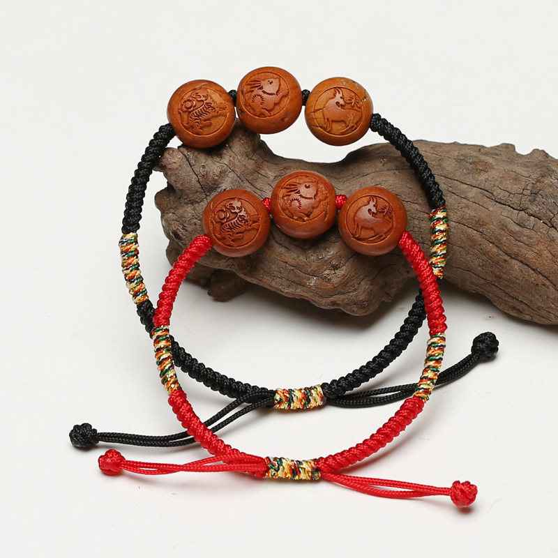 Handmade Red Rope in the present year Compile Bracelet Dog Rabbit Goat Monkey Sage 3-6 Bracelet Safe for Men and Women lovers-Taobao