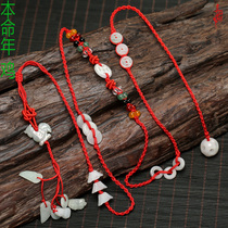 2022 tiger years This year is a tiger red rope handmade five rows of red belt red waist chain emerald jade