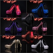 Spot mini times toys 1 6 coated female body P-001 sequin gold silk crystal high heels